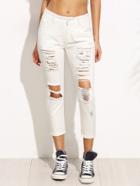 Romwe Distressed Cropped Jeans