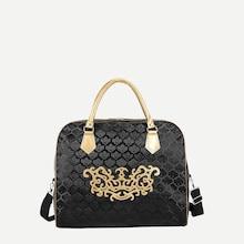 Romwe Textured Curved Top Satchel Bag
