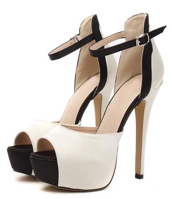 Romwe Nude Ankle Strap Peep Toe Stiletto High Heel Shoes