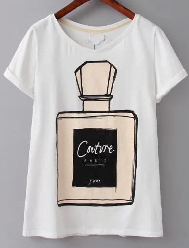 Romwe Perfume Bottles Print T-shirt