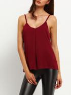 Romwe Spaghetti Strap Cut Out Chiffon Cami Top