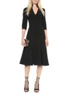 Romwe Black Band Collar Fit And Flare Dress