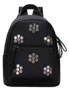 Romwe Metallic Plum Flower Studded Backpack