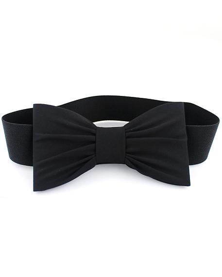 Romwe Black Elastic Bow Belt