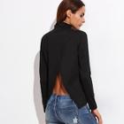 Romwe High Neck Tulip Back T-shirt