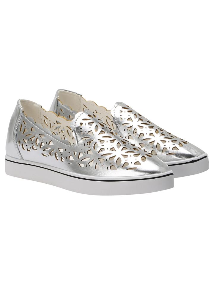Romwe Silver Hollow Hidden Platform Flats