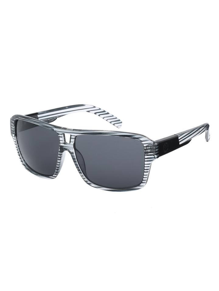 Romwe Black Clear Stripe Frame Large Lens Sunglasses