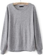 Romwe Grey Wool Sweater With Elbow Patch