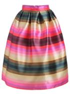 Romwe Striped Flare Skirt