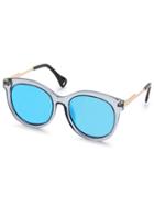 Romwe Grey Clear Frame Blue Lens Sunglasses