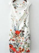 Romwe Floral Print Sheath Dress