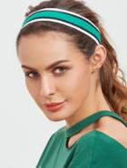 Romwe Green Striped Sporty Elastic Headband