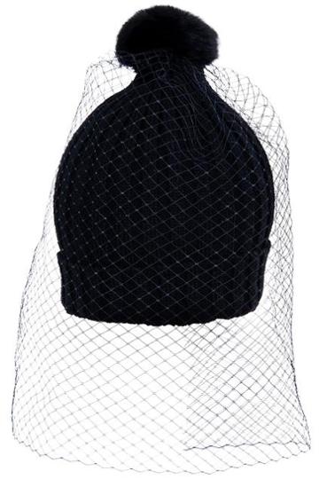 Romwe Romwe Black Mesh Embellished Black Beanie