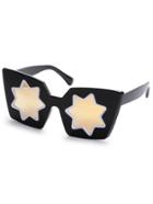 Romwe Black Frame Yellow Star Shaped Lens Sunglasses