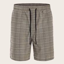 Romwe Guys Drawstring Waist Glen Plaid Shorts