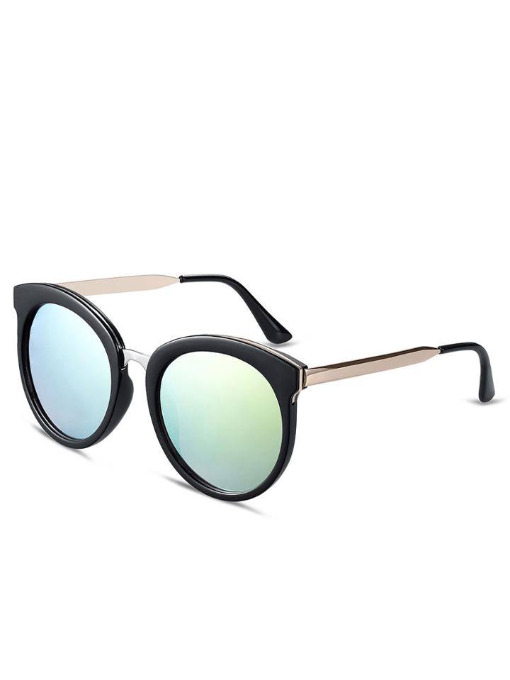 Romwe Browline Frame Green Lenses Sunglasses