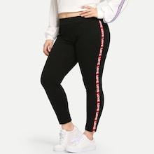 Romwe Plus Letter Tape Pants
