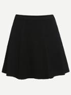 Romwe Elastic Waist Ribbed A-line Skirt