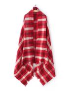 Romwe Red Plaid Eyelash Fringe Shawl Scarf