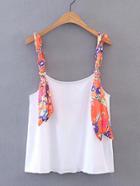 Romwe Contrast Flower Print Strap Cami Top