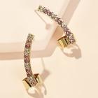 Romwe Rhinestone Engraved Bar Stud Ear Cuff 1pair