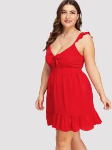 Romwe Ruffle Knot Front Dress