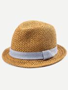 Romwe Khaki Vacation Adjustable Straw Fedora Hat