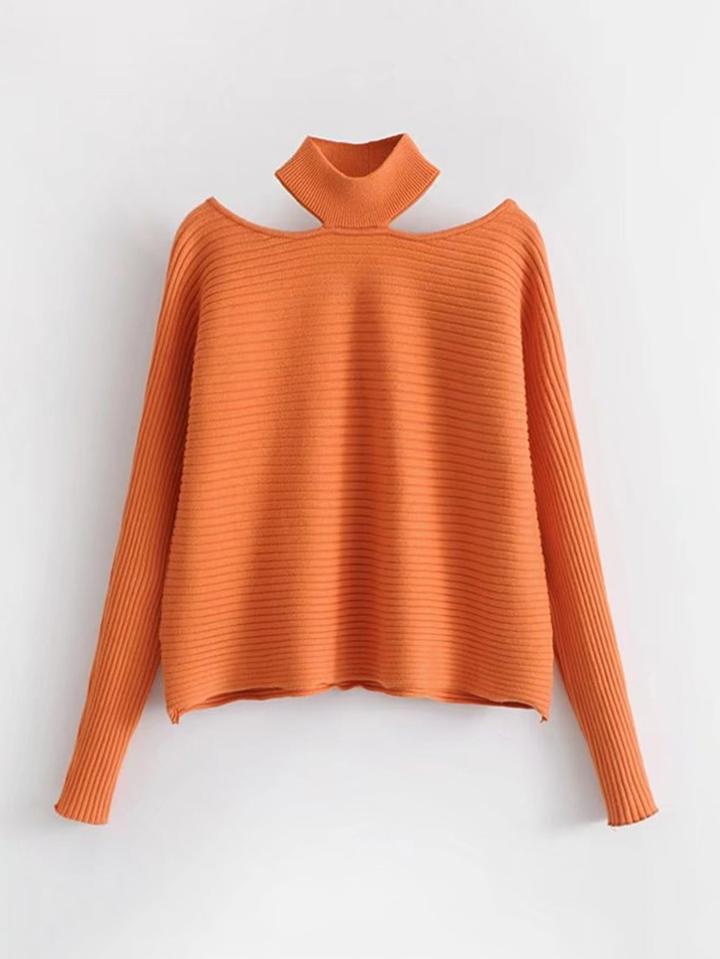 Romwe Choker Neck Rib Sweater