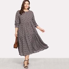 Romwe Plus Ditsy Print Swing Dress