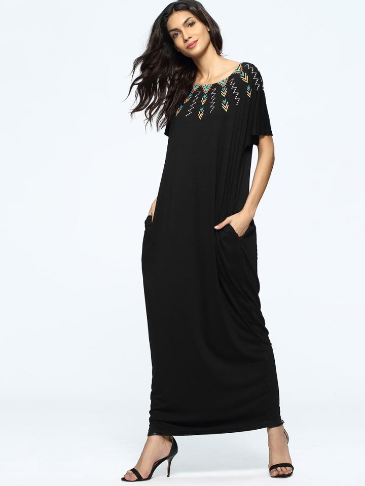 Romwe Tribal Print Full Length Dress