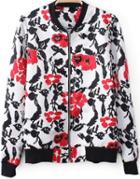 Romwe Abstract Floral Print Vintage Jacket