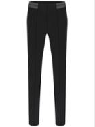 Romwe Black Contrast Pu Leather Slim Pant