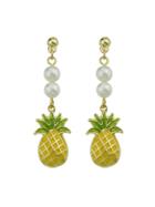 Romwe Enamel Pineapple Pattern Dangle Earrings For Women