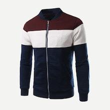 Romwe Men Rib Knit Trim Color Block Jacket