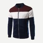 Romwe Men Rib Knit Trim Color Block Jacket
