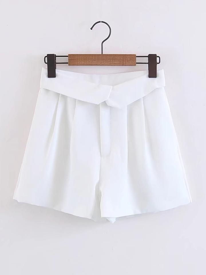 Romwe Rolled Waist Loose Shorts