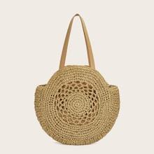 Romwe Round Shaped Woven Tote Bag