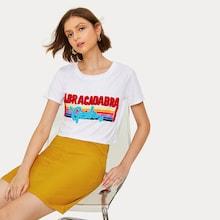 Romwe Letter Patched Crop Tee