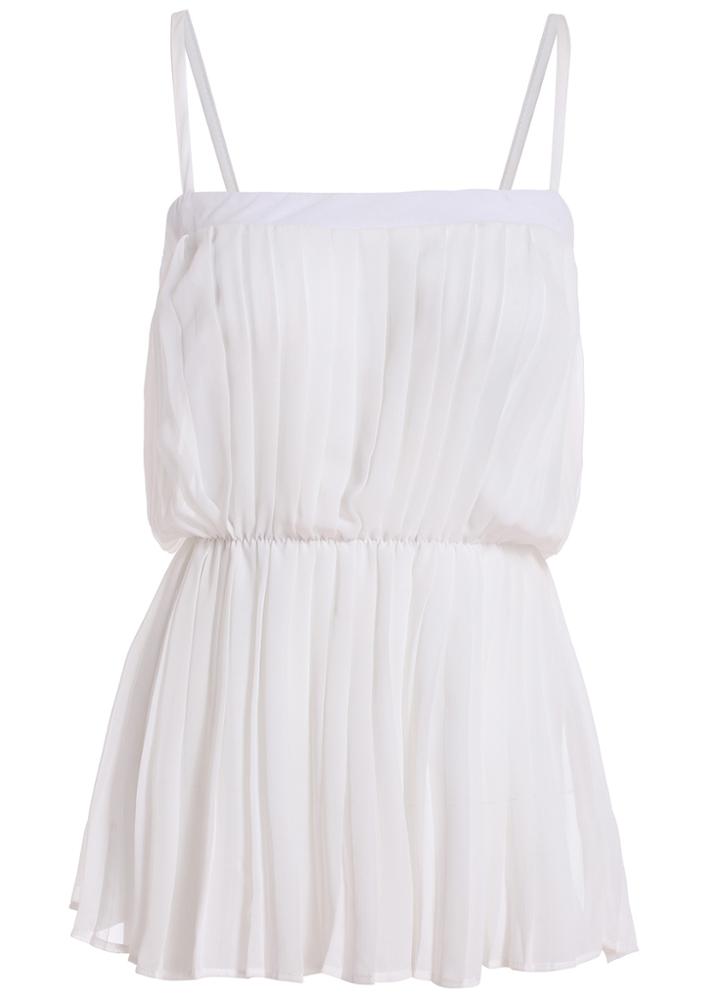 Romwe Spaghetti Strap Pleated Top