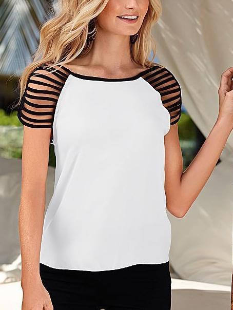 Romwe Contrast Shoulder Short Sleeve T-shirt