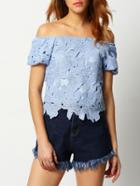 Romwe Off The Shoulder Lace Top