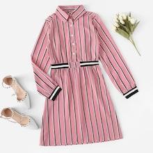 Romwe Striped Button Detail Dress