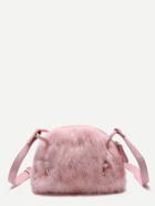 Romwe Cute Pink Rabbit Hair Zip Closure Crossbody Bag