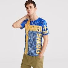 Romwe Guys Color-block Letter Print Tee