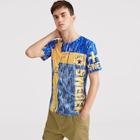 Romwe Guys Color-block Letter Print Tee
