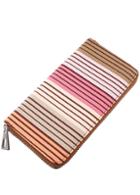 Romwe Khaki Zipper Stripe Clutches Bag