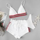 Romwe Striped Bikini Set & Shorts 3pcs