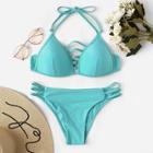 Romwe Ladder Cut-out Halter Bikini Set