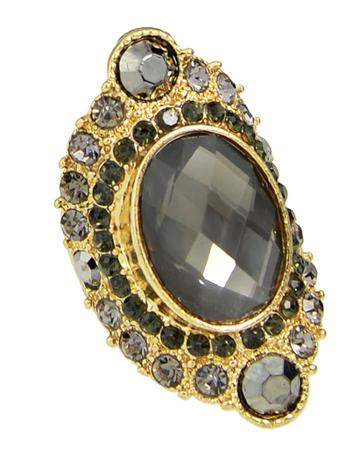 Romwe Black Rhinestone Big Rings