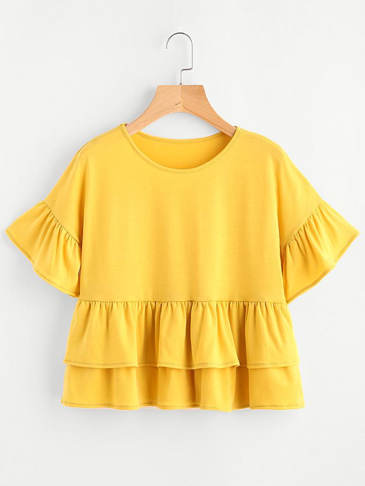 Romwe Layered Frill Hem Tee